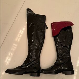 Chanel Black Patent Leather Riding Boots
